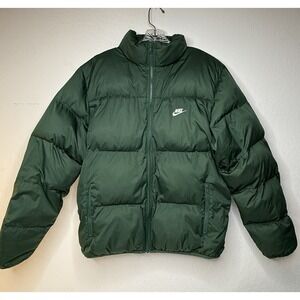 NIKE Sportswear Club Puffer Prima Loft Jacket Size S Full Zip Green Snow Coat